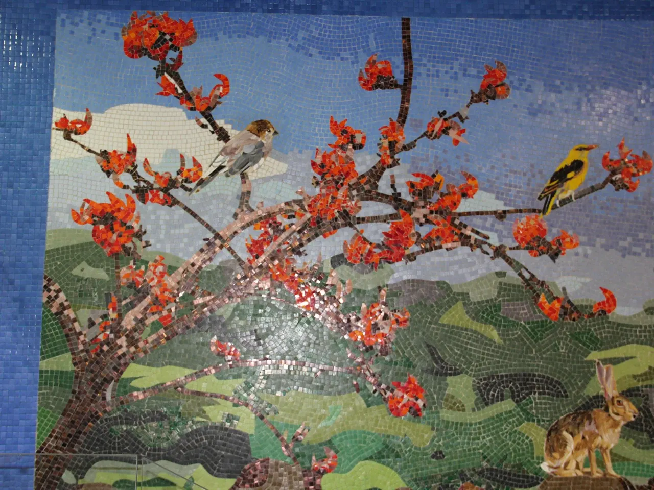 Hand-cut mosaic animals at Vasant Vihar metro station